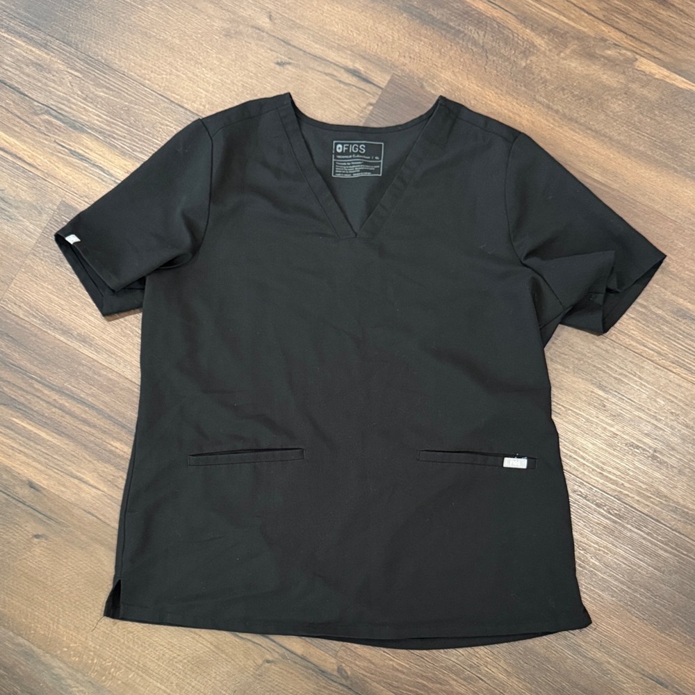 FIGS Womens Casma Technical Collection Scrub Top Size XL Black V-Neck